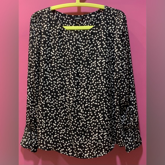 Express Tops - Express Black and White womens top full sleeve size US M Floral print
